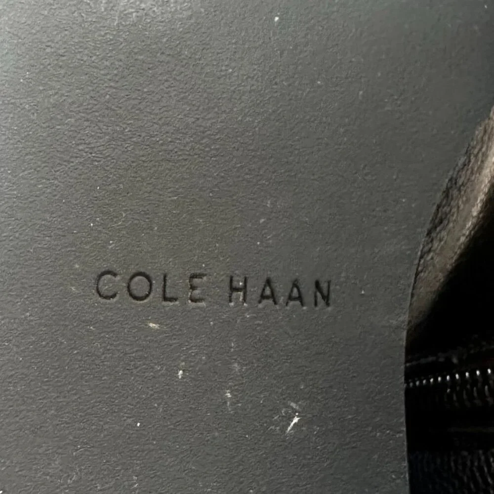 Cole Haan Dutchess Tall Leather Over-The-Knee Black Biker Riding Boots Size 7